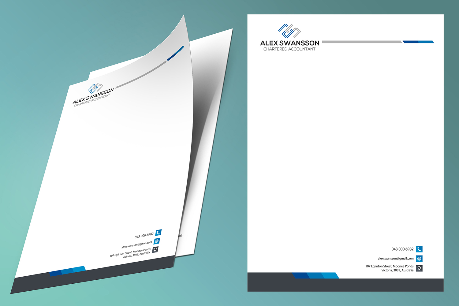 Letterhead print sample on premium uncoated stock